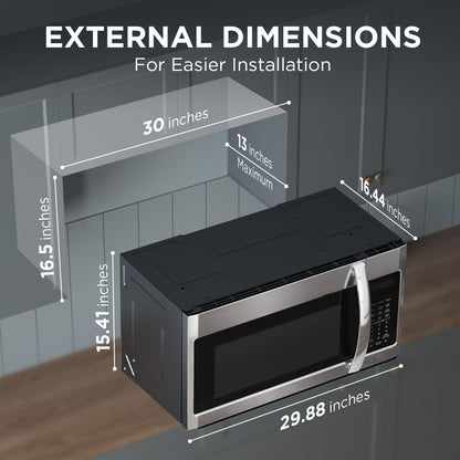 BLACK+DECKER EM044KB19 Over The Range Microwave Oven with One Touch, 1000 Watts, 400 CFM and Sensor Cooking, OTR 1.9 Cu.ft
